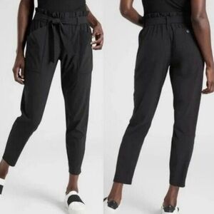 Athleta Black Skyline Paper Bag Relaxed Comfort Pants, 12